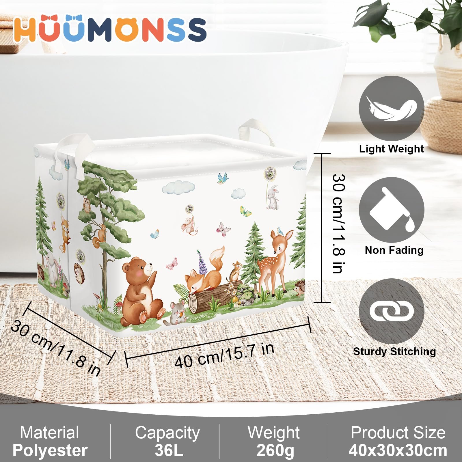 Корзина для игрушек HUUMONSS Детская Forest Animals Медведь Лиса Белка, 36 л, фото №6