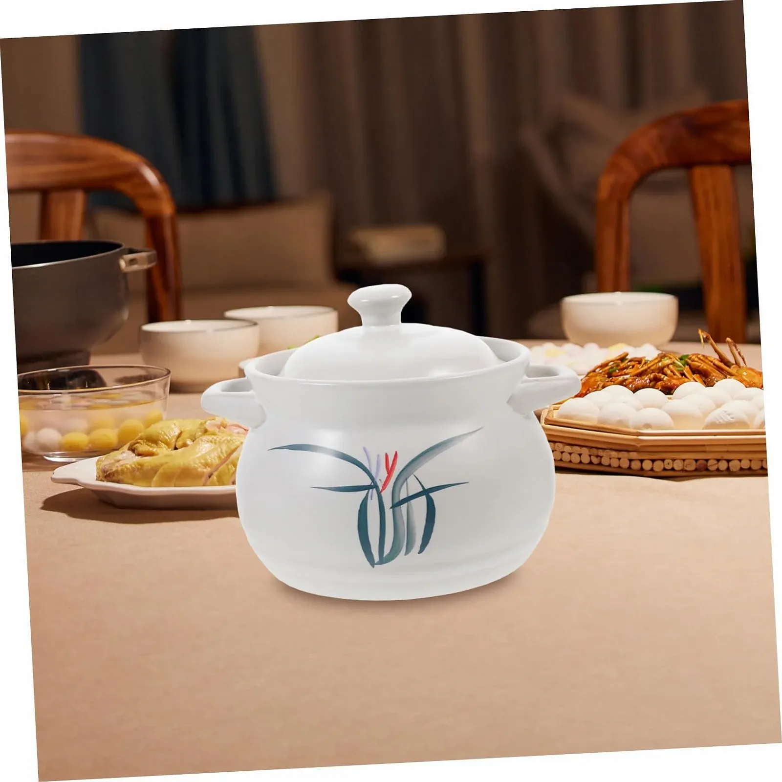 Каструля для тушкування PartyKindom керамічна термостійка з ручкою, фото №4