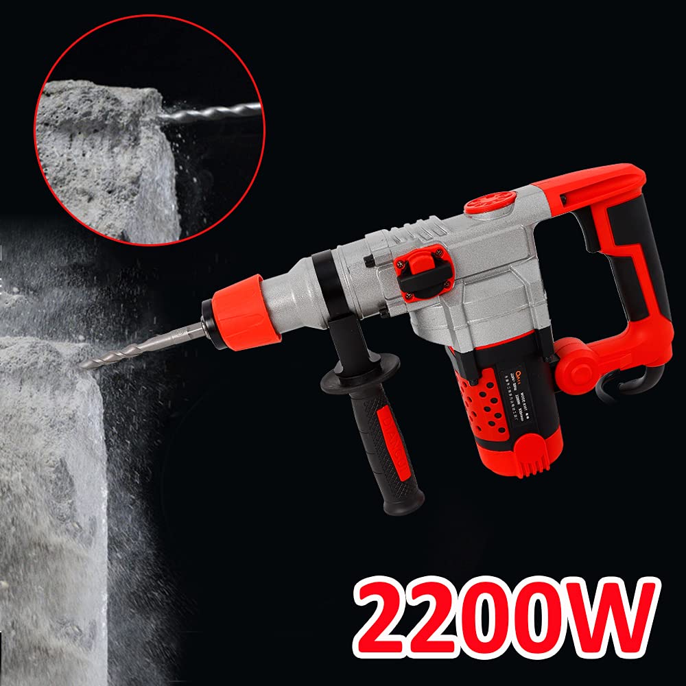 Электрический перфоратор KOLHGNSE 2200 W 220 V Многофункциональный тяжёлый перфоратор дрель бетонолом 0-930 об/мин с кейсом, сверлом, зубилом, фото №4