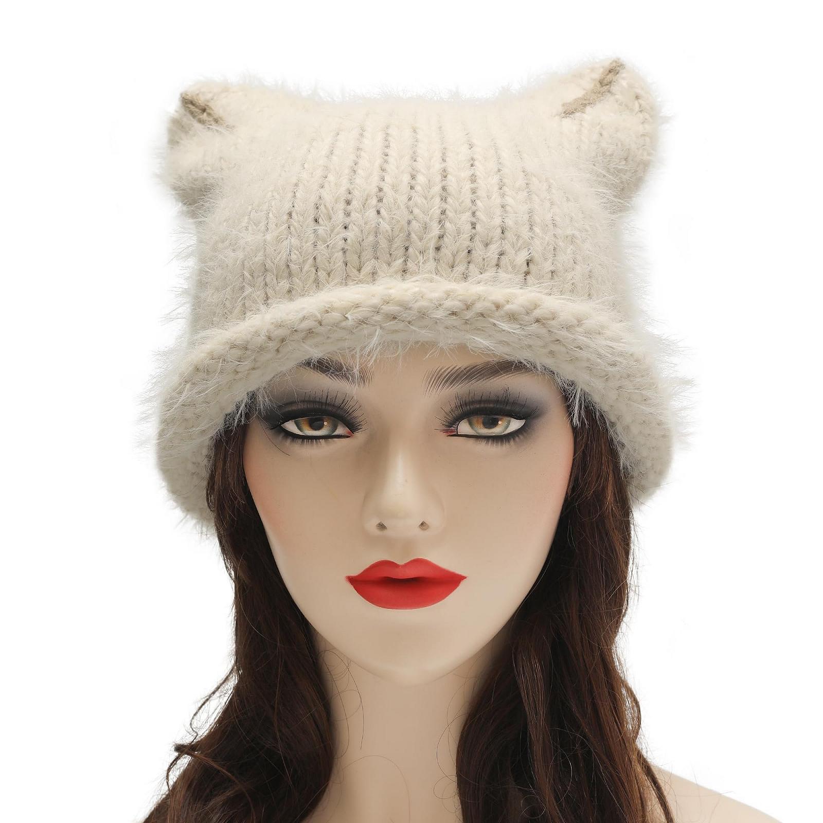 В'язана шапка з котячими вушками ZLYC Slouchy Grunge Мила зимова, фото №8