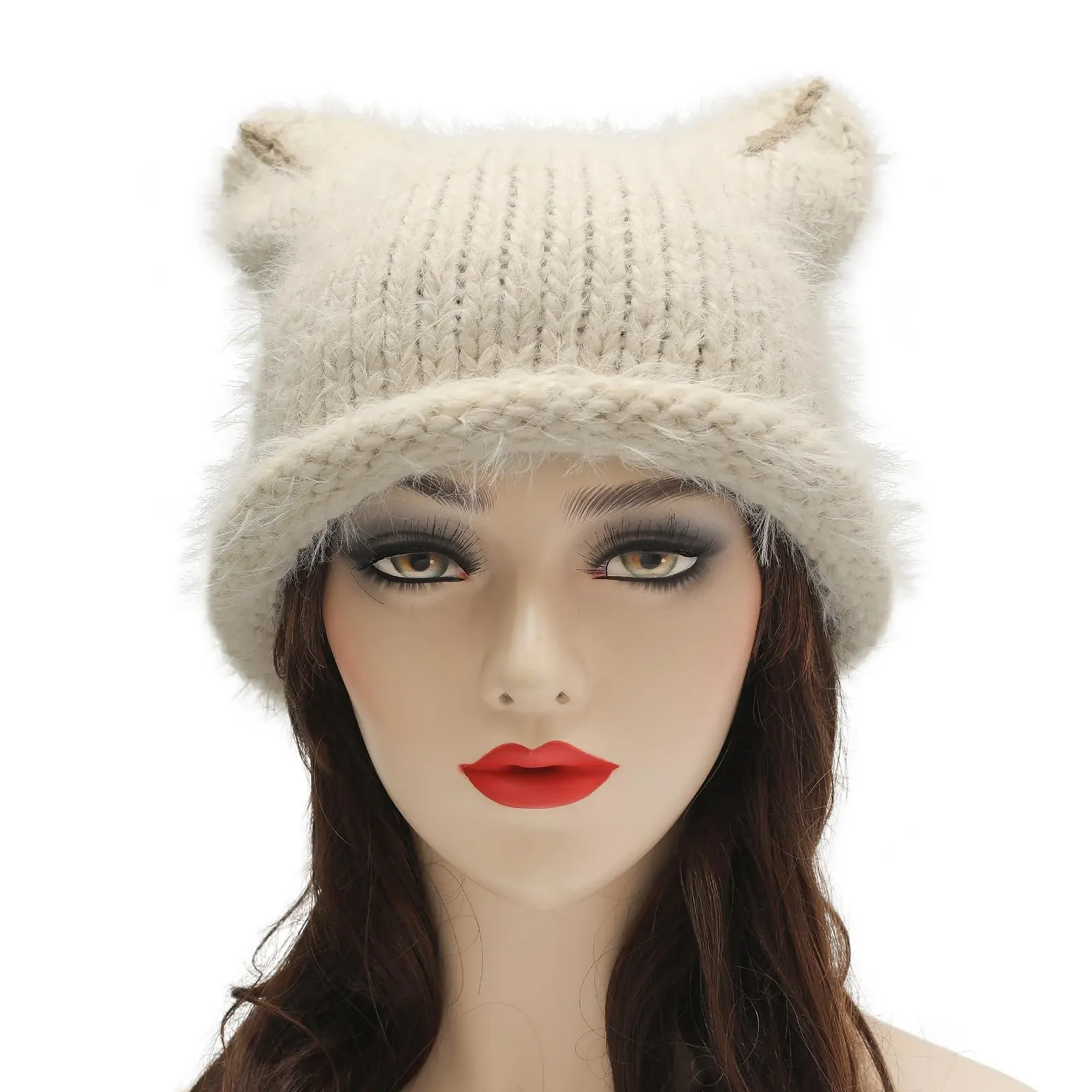 Вязаная шапка с кошачьими ушками ZLYC Slouchy Grunge Милая зимняя, фото №8 Вязаная шапка с кошачьими ушками ZLYC Slouchy Grunge Милая зимняя, фото №8