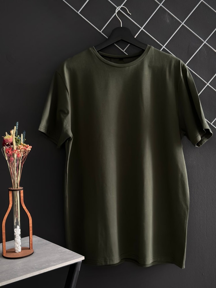 Комплект із трьох однотонних футболок чорна біла хакі, фото №5