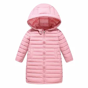 Дитяче довге пухове пальто Generisch для дівчаток, на блискавці - Фото 1
