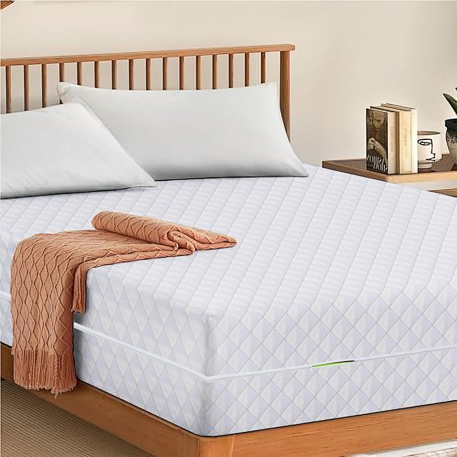 Чехол на матрас на молнии Luxury Anti Bed Bug, гипоаллергенный, защита от пылевых клещей, глубина 30 см, на молнии Белый, фото №7