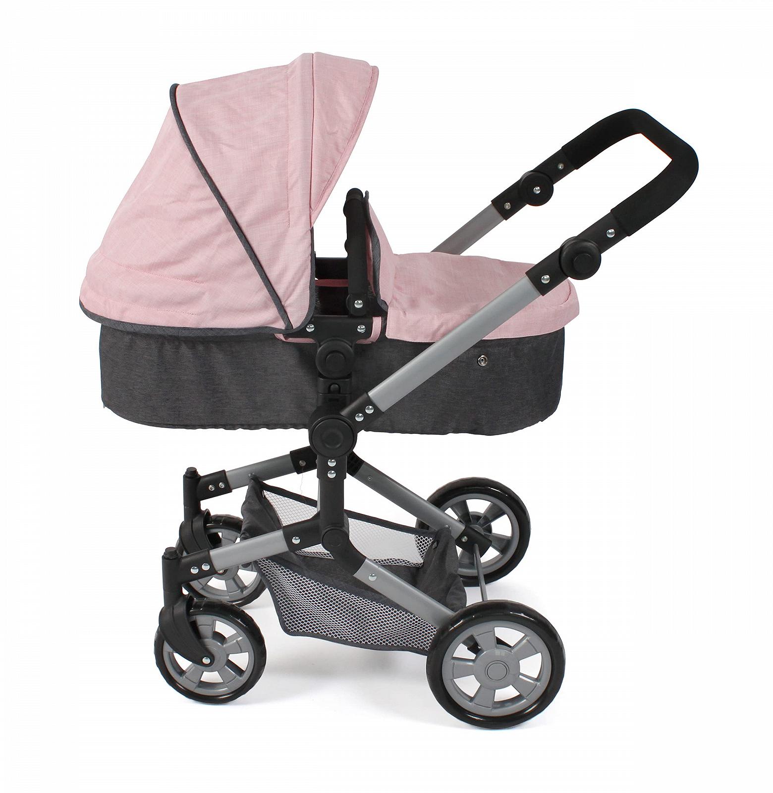 Коляска для кукол Bayer Chic 2000 - Linus 3-в-1 тёмно-серый, розовый, фото №5