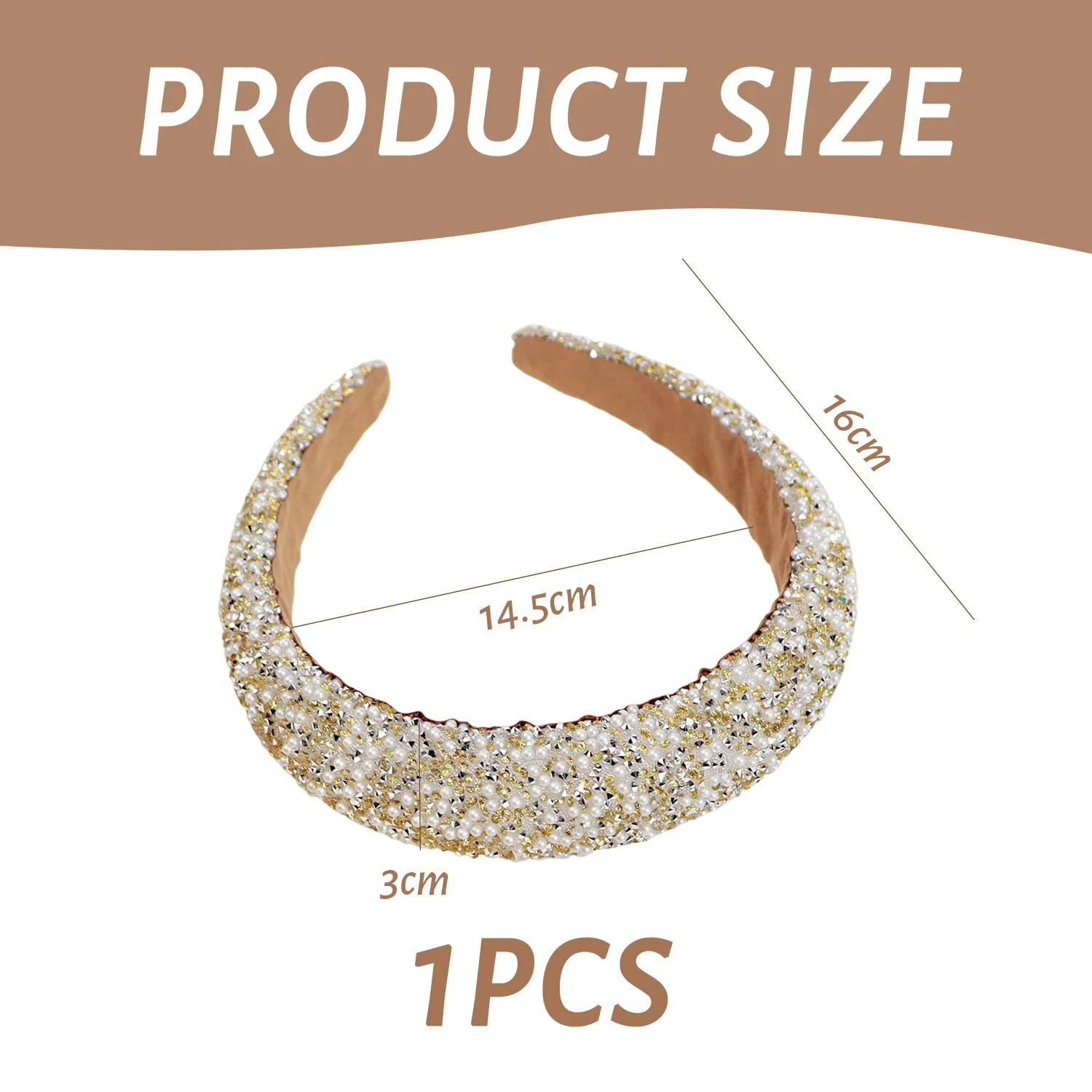 Обруч для волосся з перлами та стразами, фото №2 Обруч для волосся з перлами та стразами, фото №2