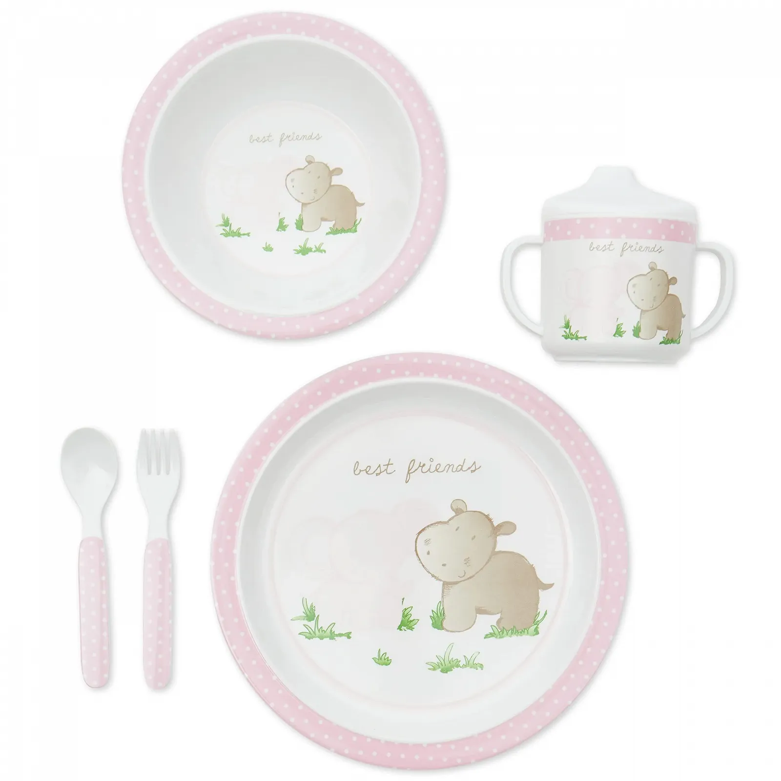 Набор детской посуды Bieco Animals Design 5 предметов Меламин Розовый, фото №1 Набор детской посуды Bieco Animals Design 5 предметов Меламин Розовый, фото №1