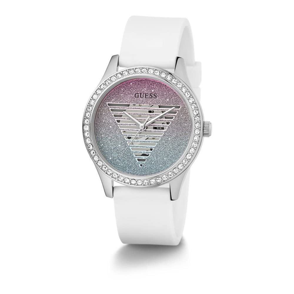 Годинник Guess жіночий 38 мм, білий ремінець, білий циферблат, корпус золотистого кольору, фото №5