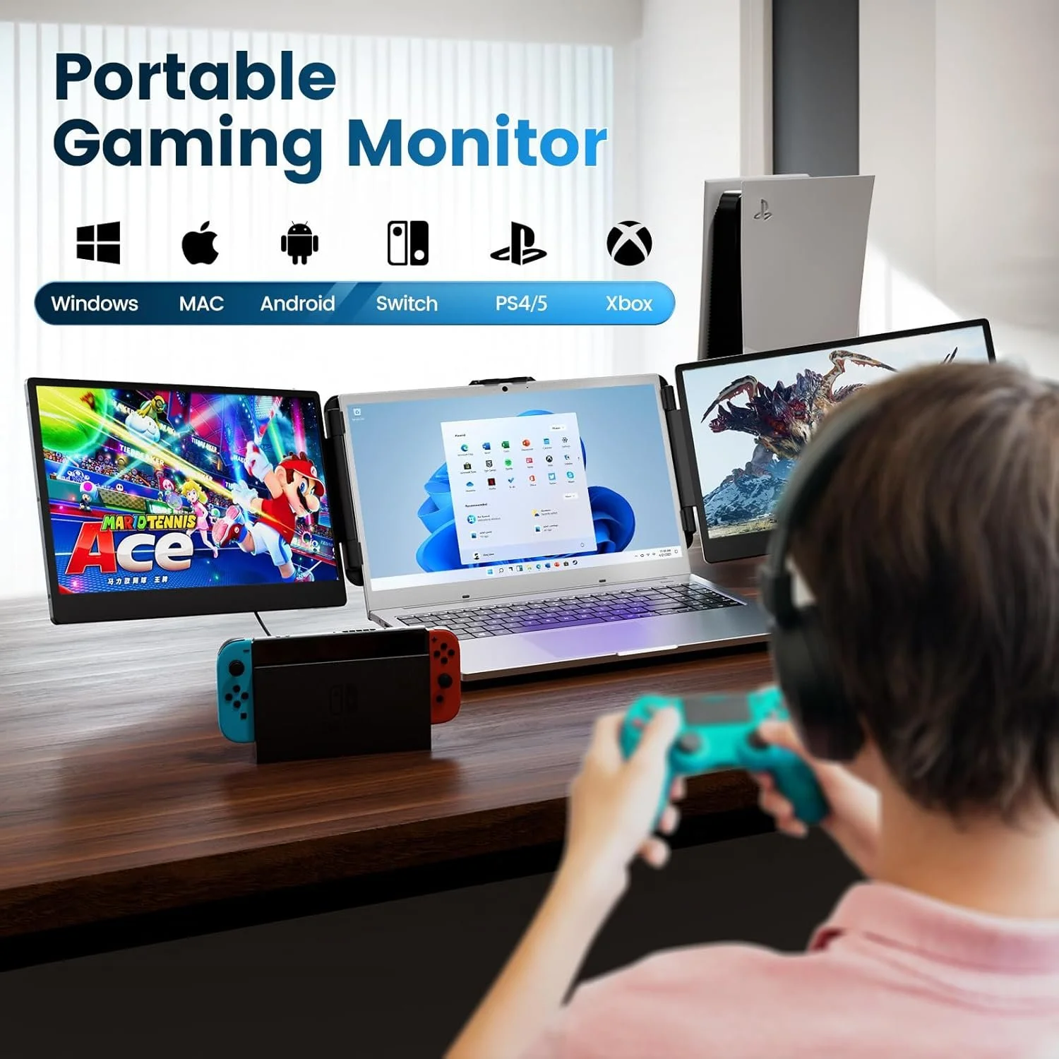 Монітор портативний 14" Domyfan S2 Full HD IPS 60 Гц, фото №6