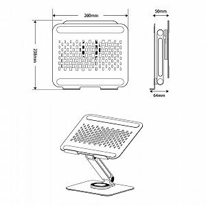 Подставка для ноутбука/планшета с вращением на 360 Регулируемая охлаждающая подставка для ноутбука из алюминиевого сплава synthetic.ua - Фото 1