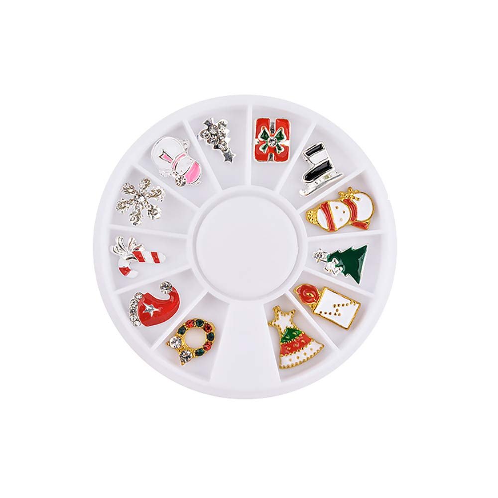 Металеві стрази для нігтів, 1 коробка, для DIY прикрас, різдвяні елементи, фото №1