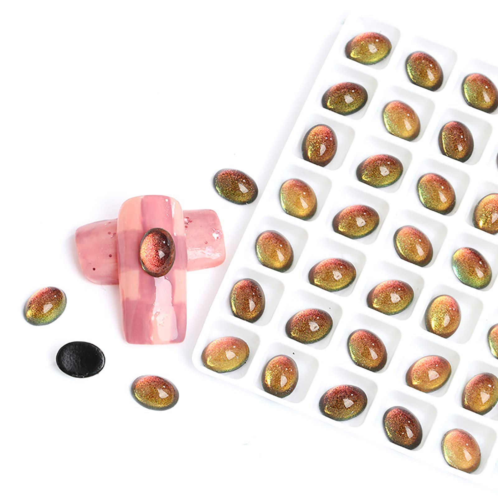 Стразы для ногтей Овал 3D Блестки 36шт Starlight Кофе, фото №1