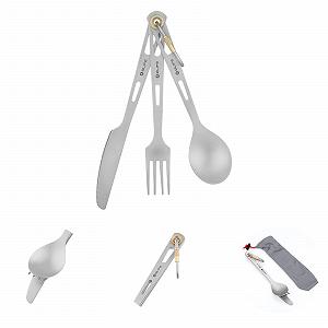 Столовый набор OLIFE Titanium Ultralight 3-Piece Titanium с чехлом - Фото 1