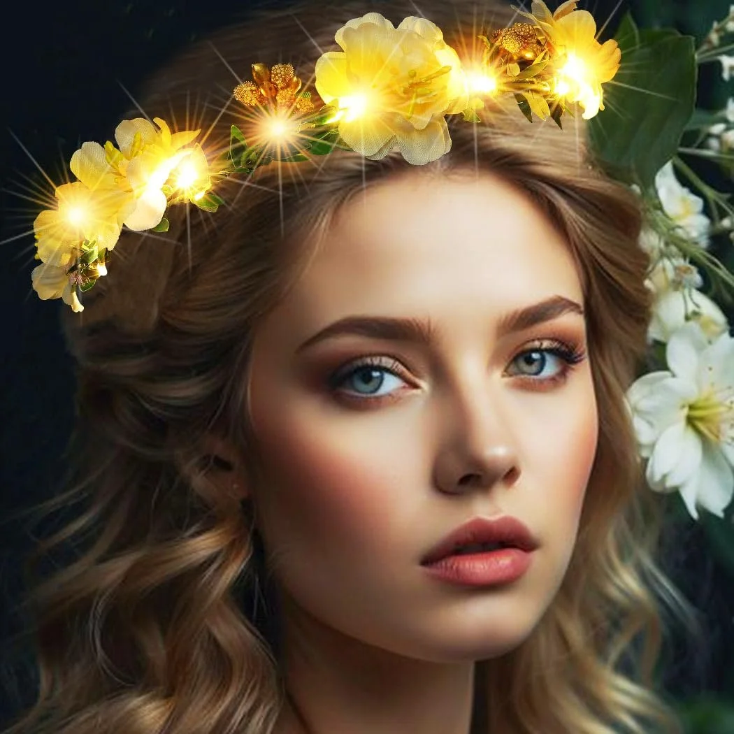 Вінок для волосся Zoestar з квітами, що світяться, фото №2 Вінок для волосся Zoestar з квітами, що світяться, фото №2