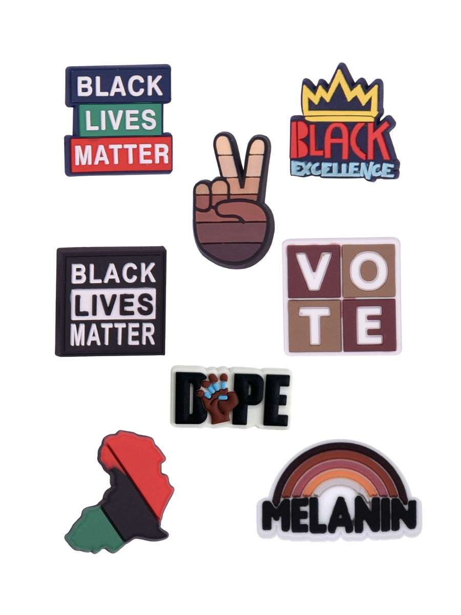 Джибітси Black Lives Matter права афроамериканців Jibbitz 8 шт аксесуари крокс прикраса Dz_115_2, фото №1