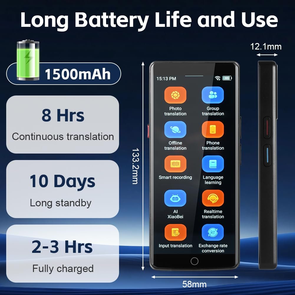 Переводчик OFFCUP A50 Голосовой, 139 языков Двухсторонний с голосовым выводом, фото №2