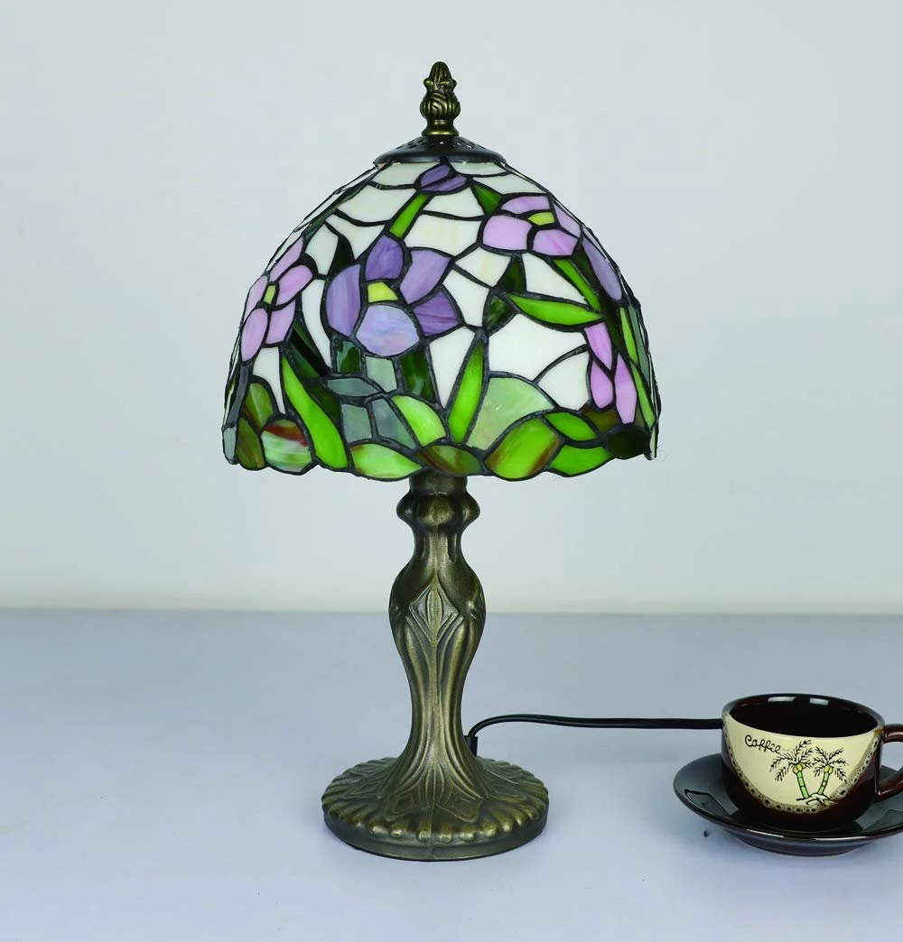 Настільна лампа Tiffany Leitmotiv Vintage Country House Style Flowers з вітражного скла [Без ламп], фото №4