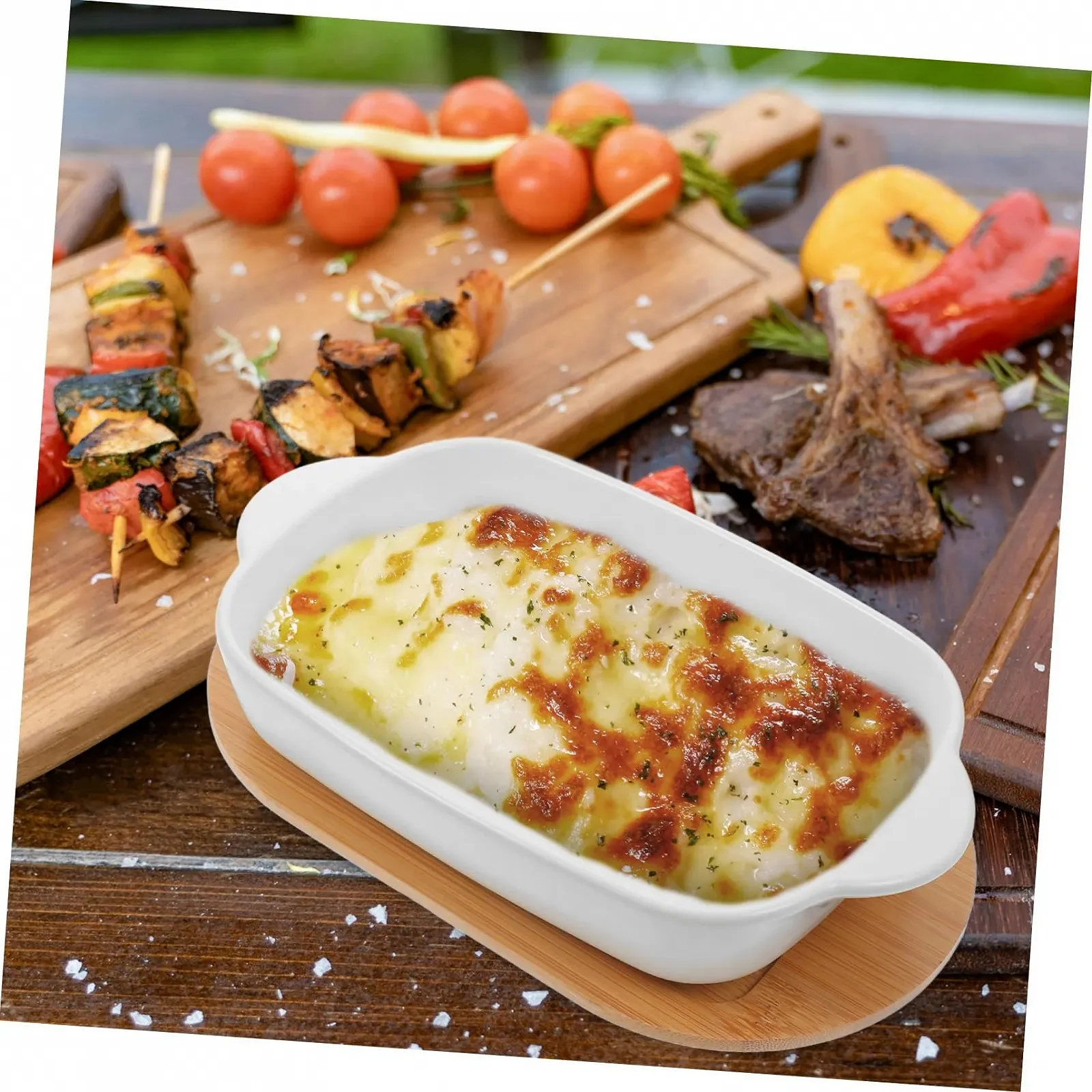 Форма для запекания INOOMP прямоугольная керамическая с ручками, фото №4