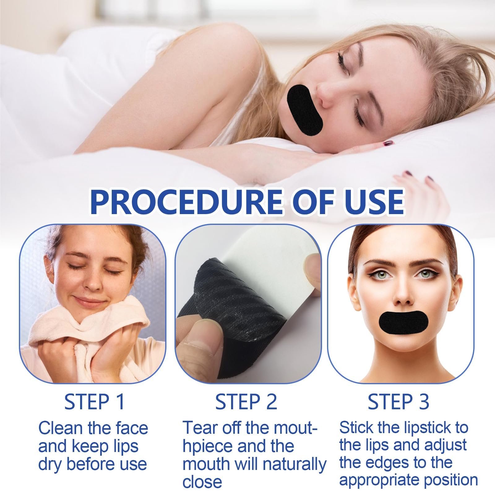 Смужки для рота для сну (50 шт. в упаковці), преміум, фото №6