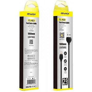 Кабель usb awei cl-63 lightning черный - Фото 1