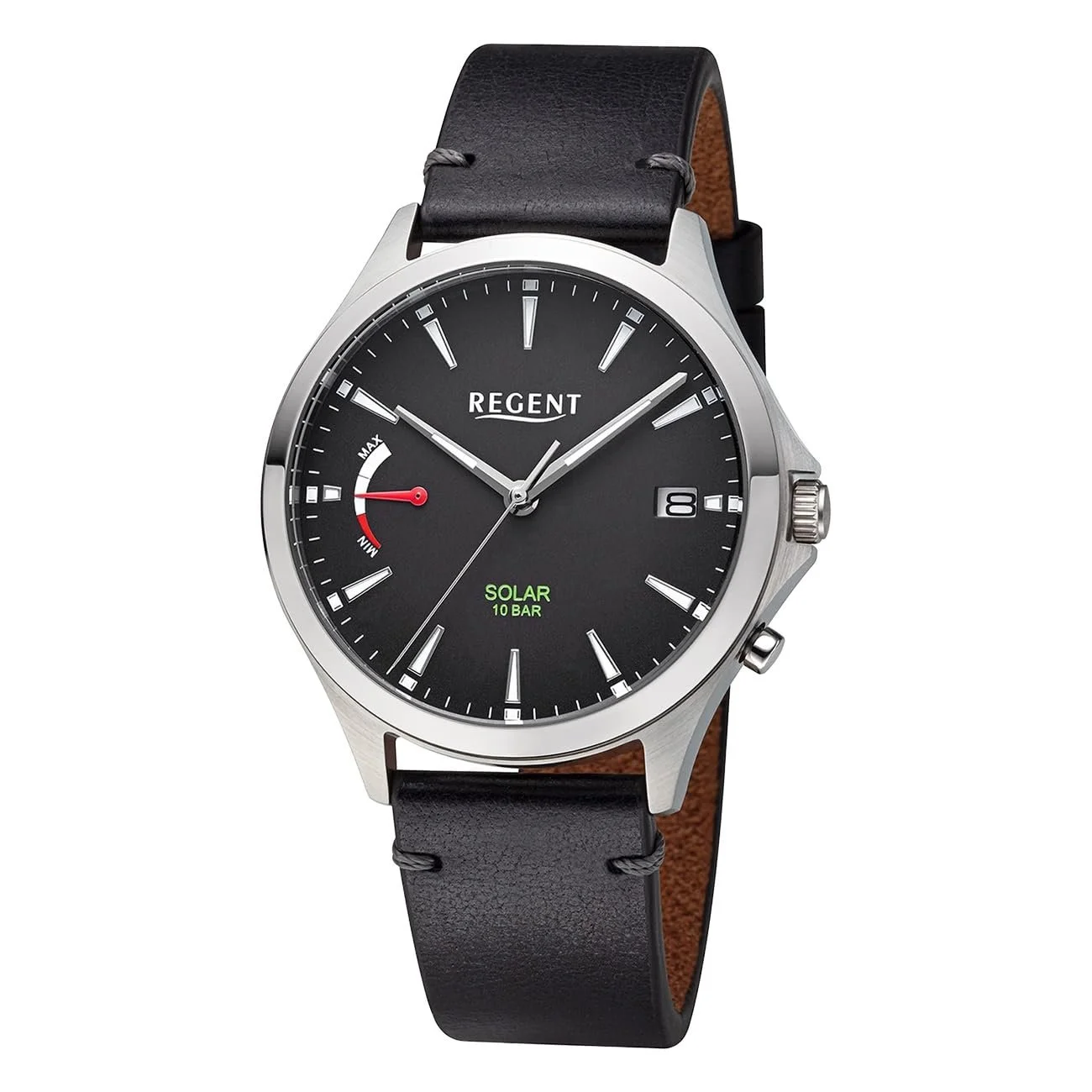 Чоловічий годинник Regent Solar Ремінець шкіряний 41 мм Кварцовий Аналоговий Чорний F-1550, фото №1 Чоловічий годинник Regent Solar Ремінець шкіряний 41 мм Кварцовий Аналоговий Чорний F-1550, фото №1