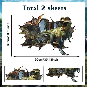 Наклейка на стіну HPNIUB 3D Dinosaur 90 x 60 cm synthetic.ua - Фото 1