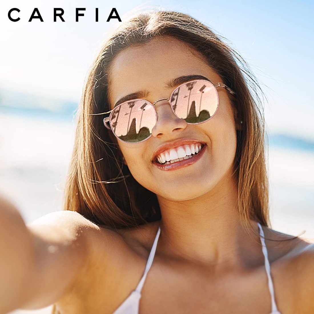 Сонцезахисні окуляри CARFIA Поляризовані круглі Жіночі Металева оправа, фото №3