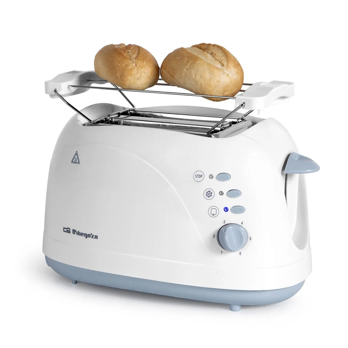 Тостер Orbegozo To3010, 700 Вт, 2 слоти, Підігрів булочок, Білий, фото №3