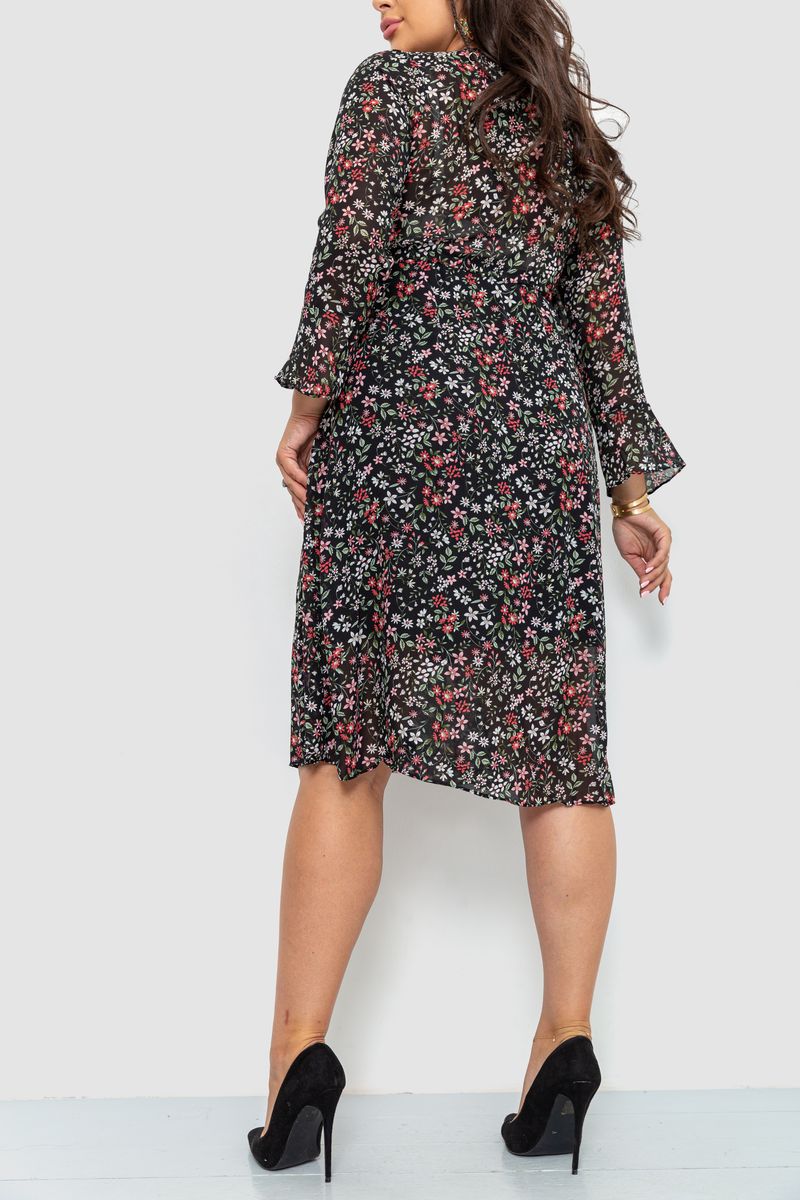 Платье шифоновое цвет черно-розовый 204R1876-1, фото №4