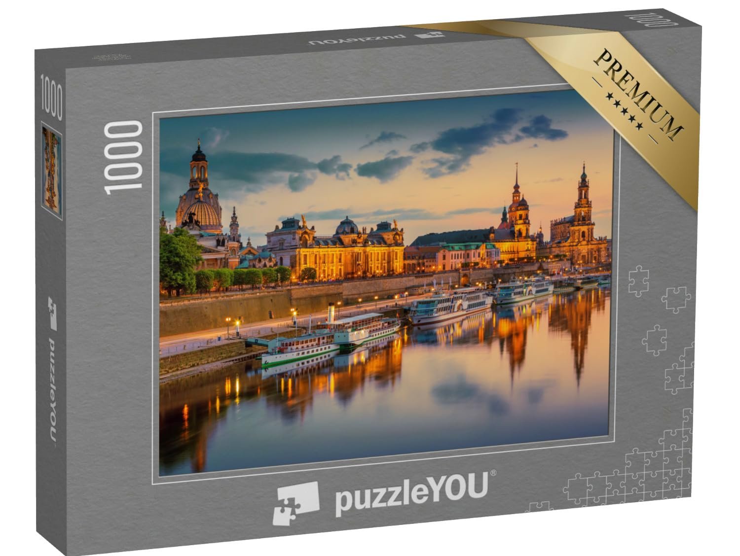 Пазл puzzleYOU "Дрезден на Эльбе: Панорама города с мостом Августа, Саксония, Германия" 1000 элементов, фото №1