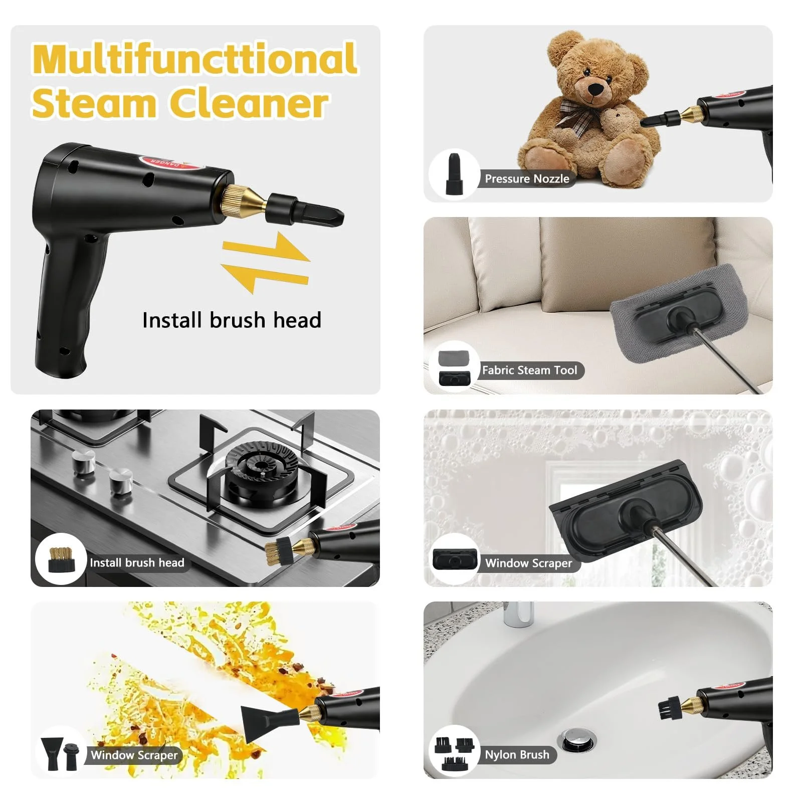 Пароочисник ручний високого тиску 2500 Вт 1200 мл, фото №4 Пароочисник ручний високого тиску 2500 Вт 1200 мл, фото №4