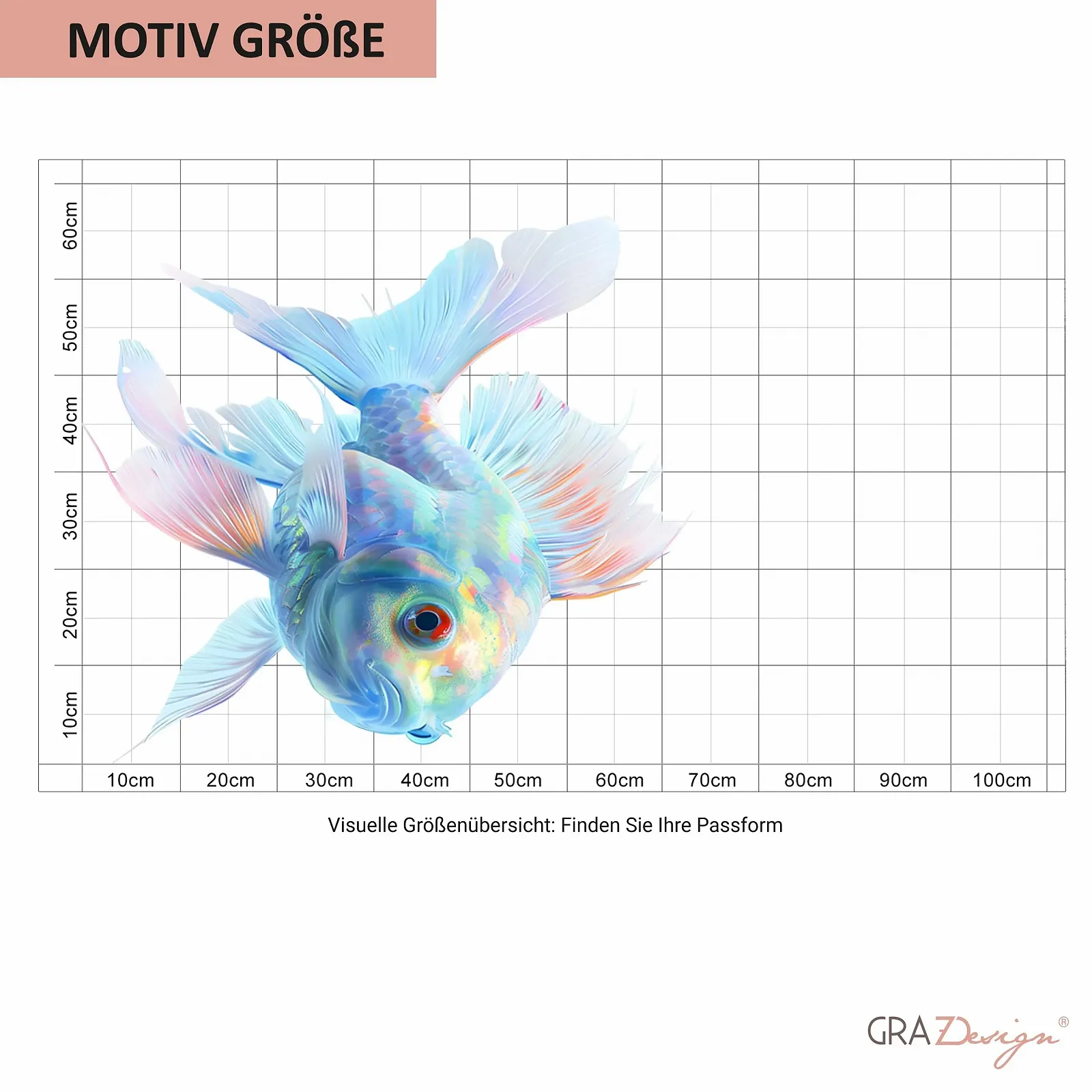 Наклейка на стену GRAZDesign Рыбы для ванной комнаты Синяя 64 x 57 см, фото №4