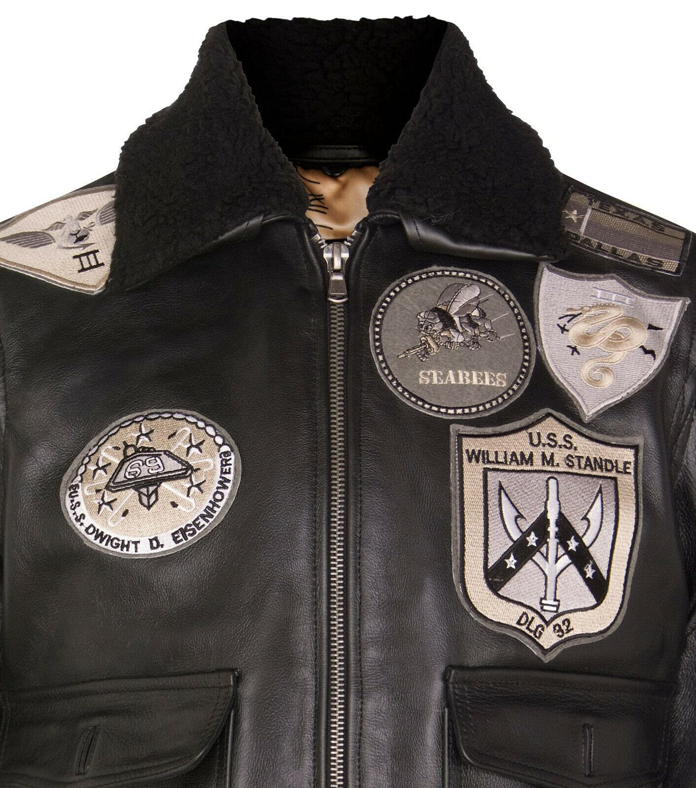 Куртка Infinity Leather мужская из 100% натуральной кожи, дизайн Air Force Aviator, воротник из овчины, фото №4