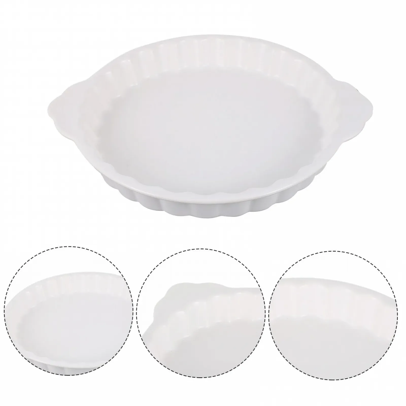 Форма для запікання SOLUSTRE Керамічна Кругла Термостійка З двома ручками Біла, фото №6