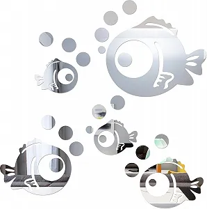 Дзеркальна наклейка Fish and Bubbles 3D акрилова 30 шт - Фото 1