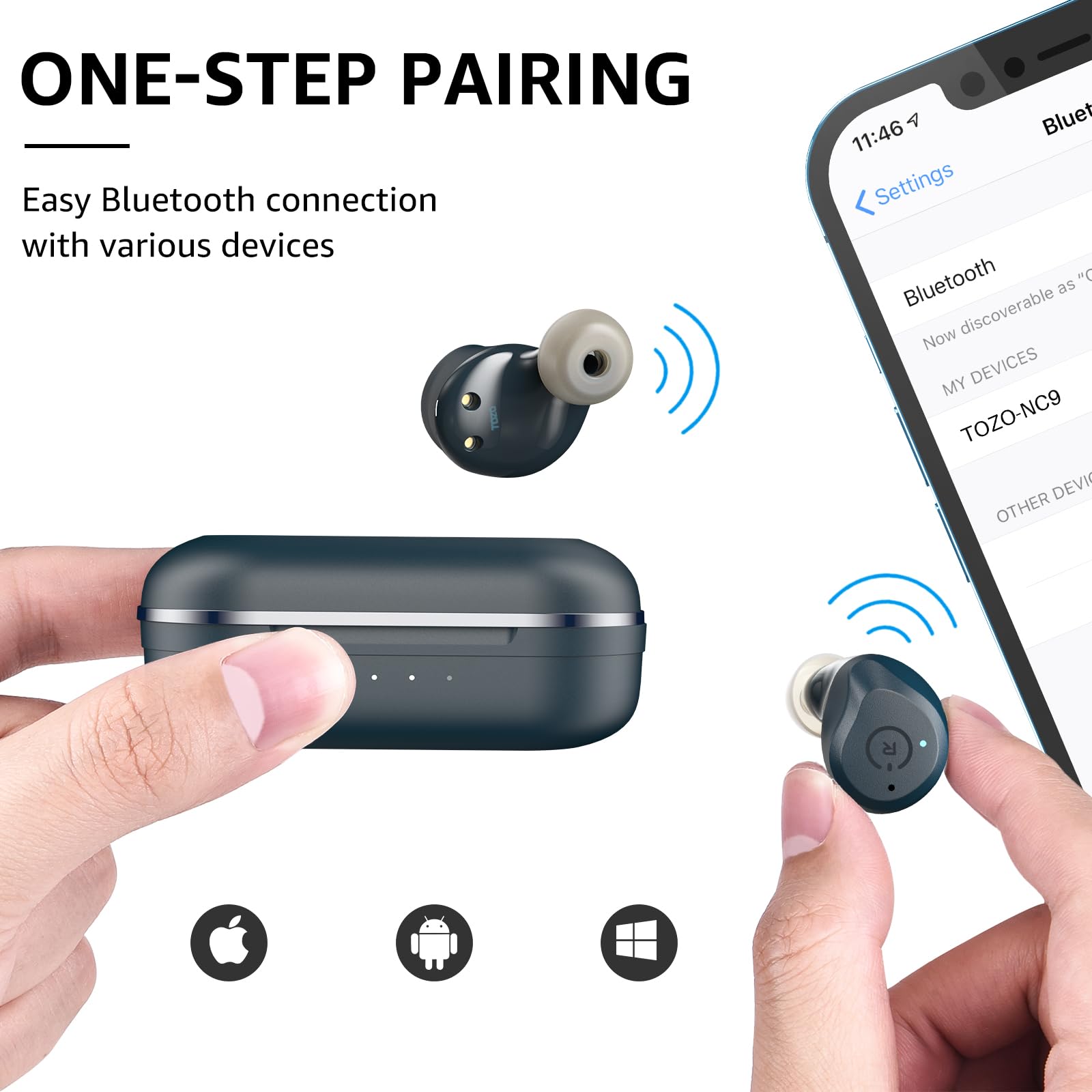 Наушники TOZO NC9 Беспроводные Bluetooth 5.3 Королевский синий, фото №4