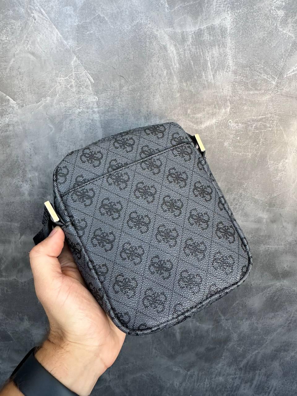 Мужская сумка через плечо Guess качественная барсетка для мужчины Гесс брендовая сумка-планшетка из канвы, фото №3