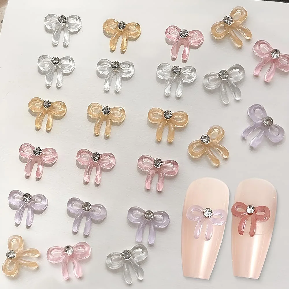 Прикраса для нігтів Бантики з напівпрозорого кришталю, фото №1