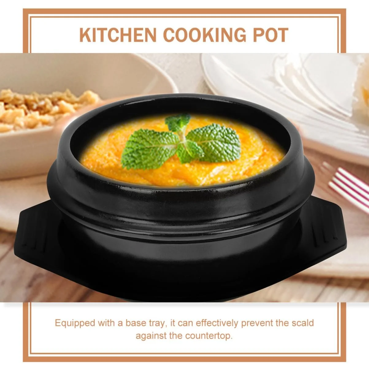 Горшок керамический VALICLUD для бибимпапа с подставкой термостойкий круглый, фото №3