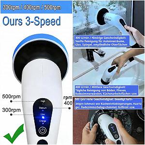 Электрическая щетка для чистки 8 in 1 аккумуляторная 3 скорости 300-400-500 RPM телескопическая штанга synthetic.ua - Фото 1