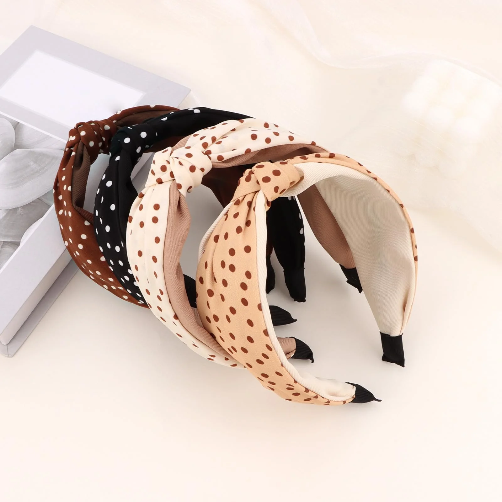 Набір Пов'язка на Голову Жіноча в горошок 4 шт, фото №7