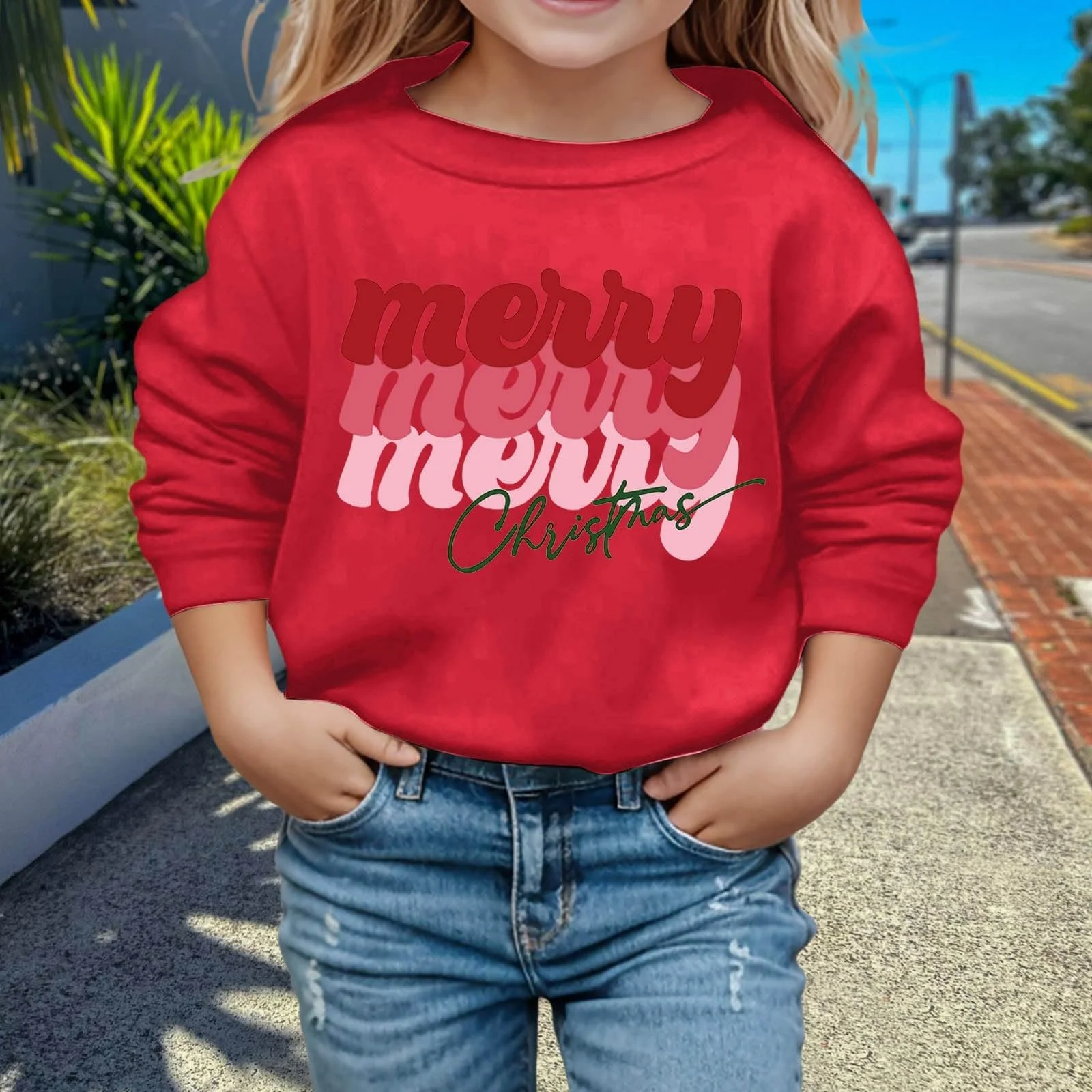 Рождественский свитер для девочки, худи, с длинными рукавами, мягкая толстовка с рисунком, милый пуловер, детская одежда, фото №3