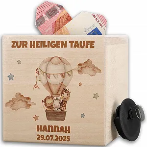 Скарбничка дерев'яна Safari Animals на хрестини - Фото 1