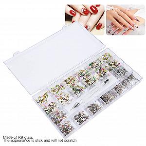 Стрази для нігтів K9 скло, 13 стилів з коробкою, різнокольорові synthetic.ua - Фото 1