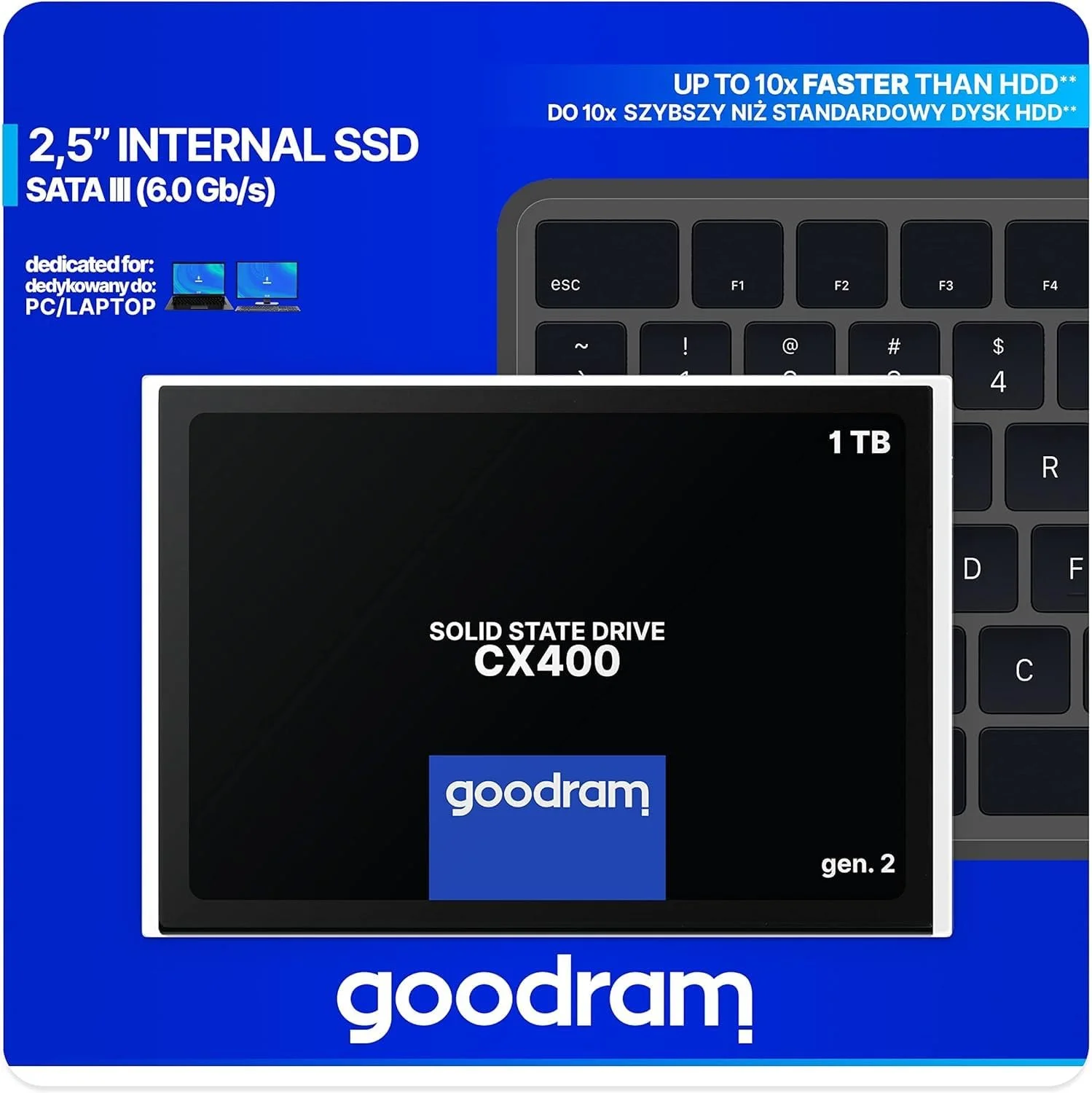 SSD-накопичувач Goodram CX400 Gen.2 1024 ГБ (1 ТБ) SATA III 2.5" 3D TLC NAND Black, фото №1