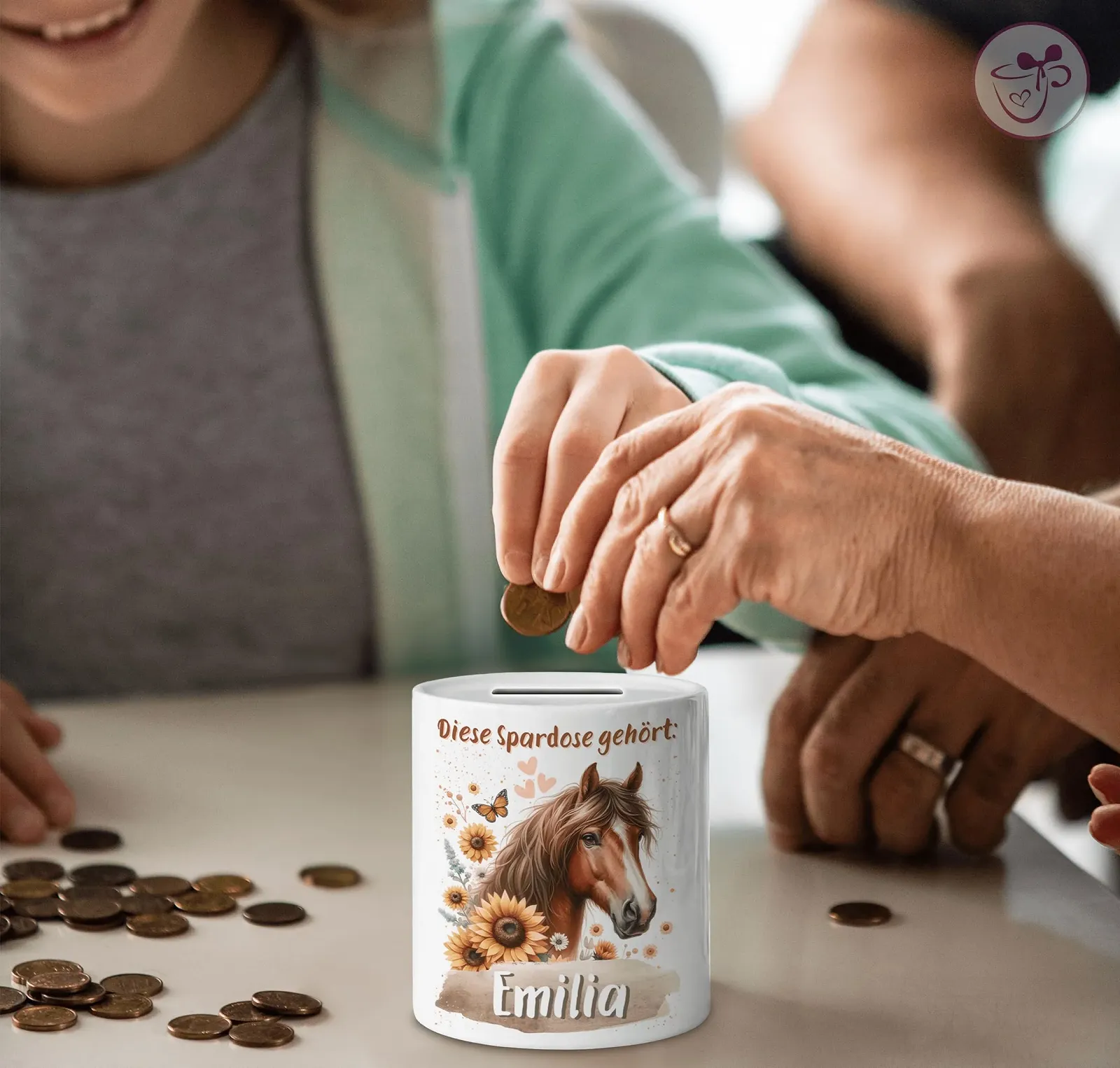 Скарбничка керамічна Кінська персоналізована для дівчаток, фото №7