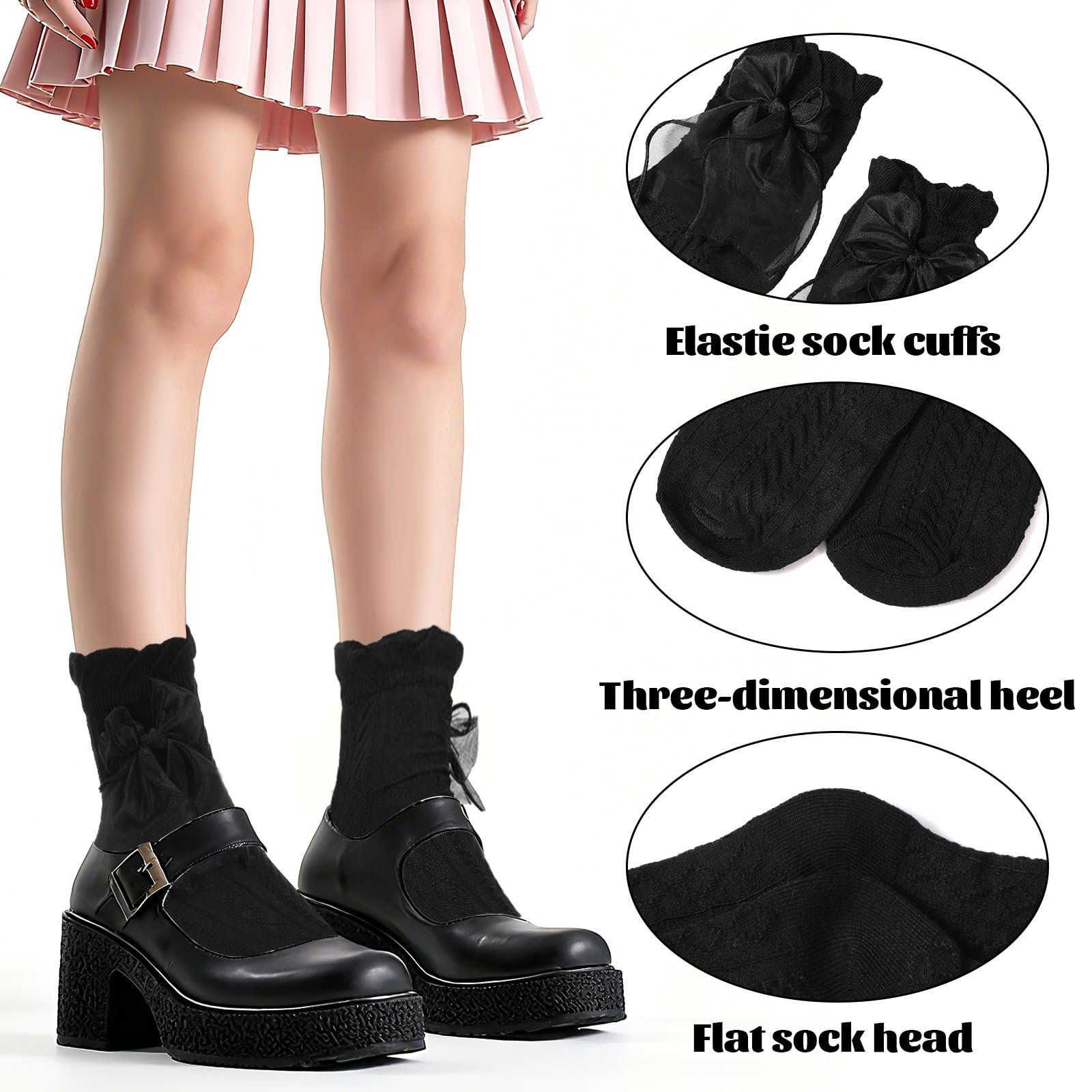 Носки с рюшами (2 пары) Lacs Черно-белый, фото №3