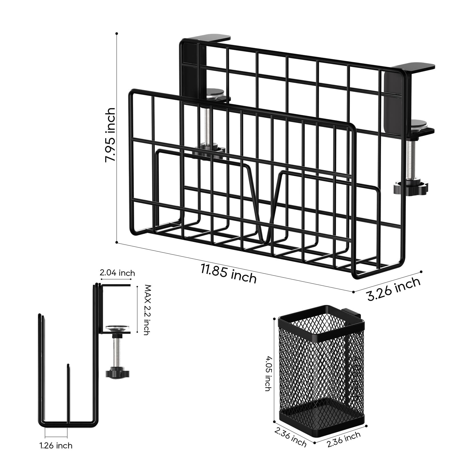 Вертикальная Подставка для Ноутбука THYGIFTREE с Держателем для Ручек, Полка с Зажимом Черный, фото №7 Вертикальная Подставка для Ноутбука THYGIFTREE с Держателем для Ручек, Полка с Зажимом Черный, фото №7