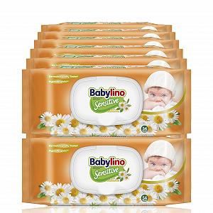 Детские салфетки Babylino Sensitive с нежным ароматом ромашки, 98% натуральная формула, восстанавливающая pH кожи, 16 упаковок по 864 салфетки - Фото 1