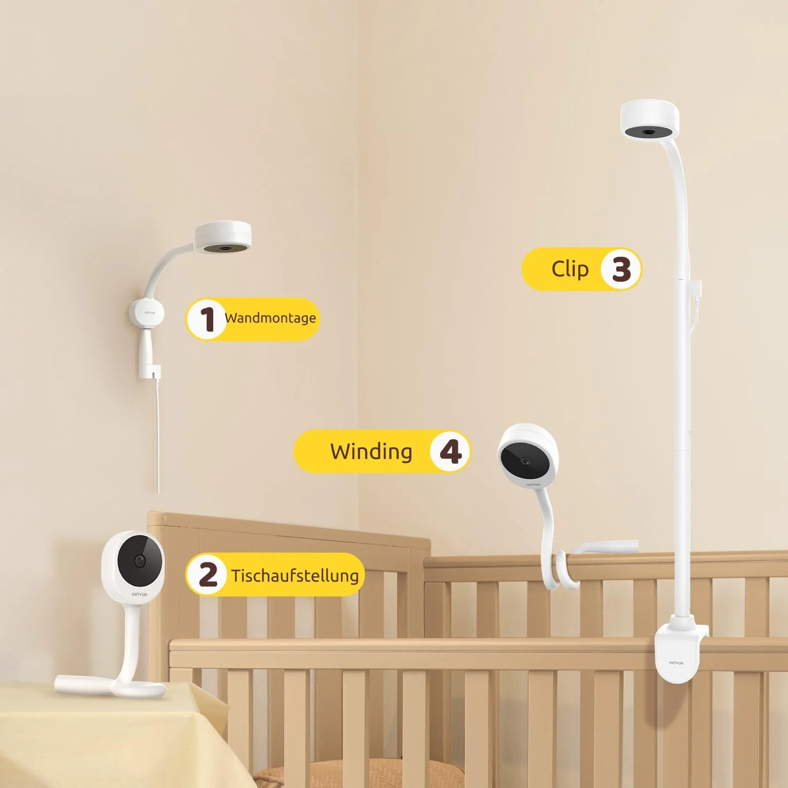 Відеоняня NETVUE Peekababy 4-in-1 Universal Mount WiFi, фото №4 Відеоняня NETVUE Peekababy 4-in-1 Universal Mount WiFi, фото №4